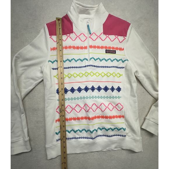 Vineyard Vines Womens Small Island Embroidered Multi Colored Quarter Zip Shep - Picture 4 of 7